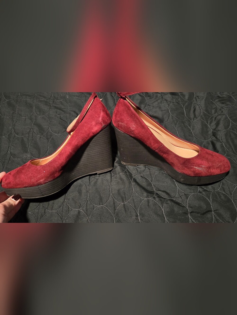 Women’s Burgundy Suede Wedge Heels
